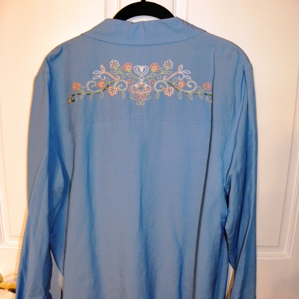 Ladies' Susan Graver Blouse, LINEN BLEND, LIKE NEW, size L